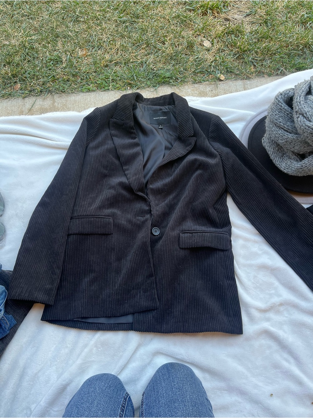 Banana Republic Black Ribbed Pea Coat